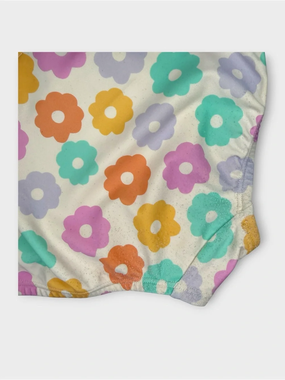 Hanna Andersson Pastel Retro Floral Pattern Cream Swimsuit